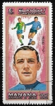 Stamps : Asia : Bahrain :  Football de playa - Luigi Riva (*1944), Italy