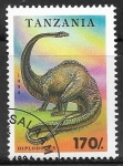 Sellos de Africa - Tanzania -  Animales prehistoricos - Diplodocus