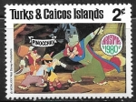 sello : America : Islas_Turcas_y_Caicos : Dibujos animados - Pinocchio with Honest John