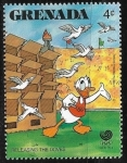 sello : America : Granada : Dibujos animados - Donald Duck releasing doves