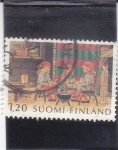 Stamps Finland -  Navidad, Enanos comiendo