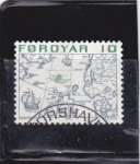 Stamps Denmark -  mapa islas Feroe