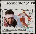 Stamps Equatorial Guinea -  Campeones Olímpicos Albertville 92 -Esqui- P.Kronberger -Austria