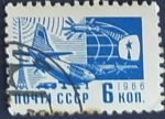Stamps : Europe : Russia :  Antonov An-10A and Satellite