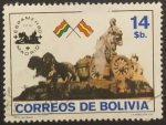 Stamps : America : Bolivia :  Cibeles y banderas boliviana y española