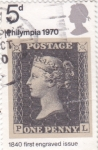 Stamps United Kingdom -   1 Penny Black (1840)