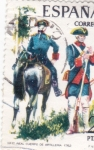 Stamps : Europe : Spain :  uniformes militares- real cuerpo de artillería 1762(50)