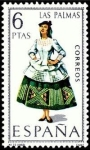 Stamps Spain -  ESPAÑA 1968 1845 Sello Nuevo Trajes Tipicos Españoles Las Palmas