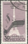 Stamps Mexico -  Inauguración del edificio de la UNESCO en Paris 1958. Torre Eifel.