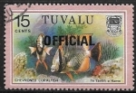 Sellos del Mundo : Oceania : Tuvalu : peces - Chevroned Coralfish