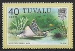 sello : Oceania : Tuvalu : Peces -Spotted Eagle Ray