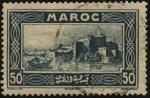 Stamps Morocco -  Kasbah de Oudaya, la gran ciudadela de Rabat en el Mediterráneo.