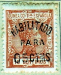 Sellos de Europa - Espa�a -  1907 Guinea: Alfonso XIII 10 c habilitado para 5 c Edifil 58X