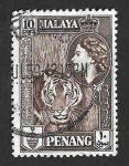 Sellos de Asia - Malasia -  50 - Isabel II y Tigre (PENANG)