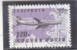 Stamps : Europe : Hungary :  avión DC-8