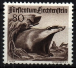 Stamps : Europe : Liechtenstein :  Fauna de caza- Tejón