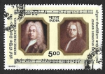 Stamps : Asia : India :  1110 - III Centenario del Nacimiento de los Compositores George Frederick Handel y de Johann Sebasti