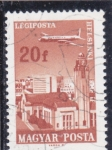 Stamps Hungary -  avión sobrevolando ciudad de Helsinki