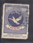 Stamps : Asia : India :  primer aniversario del cuerpo del servicio postal del ejército