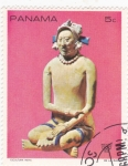 Stamps Panama -  Estatua (cultura maya)