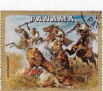 Sellos del Mundo : America : Panam� : PINTURA-Cazando a caballo, de Rudolf Koller