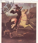 Stamps America - Panama -  PINTURA-caballero mata dragón
