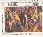 Sellos del Mundo : America : Panam� : PINTURA-Cristo y los cambistas en el templo, de El Greco
