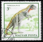 Stamps : Europe : Hungary :  Animales prehistoricos - Tarbosaurus