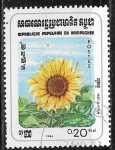 Stamps Cambodia -  Flores - Helianthus annuus