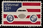 Stamps United States -  Avión en Bandera