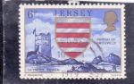  de Europa - Isla de Jersey -  ESCUDO y torre de Seymouf