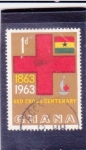  de Africa - Ghana -  Cruz Roja, Emblema y Bandera del Centenario