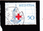 Sellos de Europa - Suiza -  Insignia jubilar de la Cruz Roja con globo terráqueo.