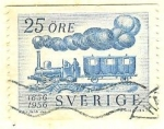 Stamps : Europe : Sweden :  Centenario de los ferrocarriles suecos (Tren de 1856)