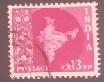 Sellos de Asia - India -  Mapa de India