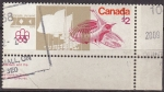 Stamps Canada -  CANADA 1976 Scott 688 Sello Juegos Olimpicos Montreal Estadio Olimpico, Velodromo, Banderas y Emblem