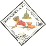 Stamps Africa - Senegal -  XXV olimpiadas, salto de altura