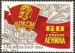 Stamps Russia -  Lenin y bandera