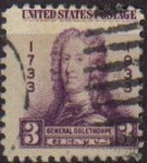 Stamps United States -  USA 1933 Scott 726 Sello Bicentenario Georgia General James Edward Oglethorpe usado Estados Unidos E