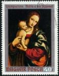 Stamps : Europe : Hungary :  Virgen y el Niño - Giampetrino