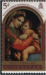 Sellos del Mundo : Europe : Gibraltar : Madonna della Seggiola, de Rafael