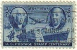 Stamps United States -  USA 1947 Scott 947 Sello Centenario US Postage Washington y Franklin usado Estados Unidos Etats Unis