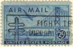 Stamps United States -  USA 1947 Scott C36 Sello Avion sobrevolando Puente Oakland Bahia de San Francisco usado Estados Unid