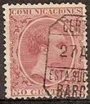 Stamps Spain -  ESPAÑA 1889-99 224 Sello Alfonso XIII 50c. Tipo Pelón Usado