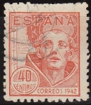 Stamps Spain -  ESPAÑA 1942 955 Sello IV Centenario de San Juan de la Cruz Retrato 40c usado