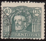Stamps Spain -  ESPAÑA 1943-4 965 Sello Año Santo Compostelano El Apostol Santiago 40c usado