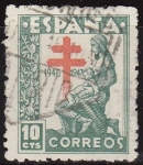 Stamps Europe - Spain -  ESPAÑA 1946 1009 Sello Pro Tuberculosos con Cruz Lorena10c usado