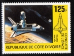 Sellos del Mundo : Africa : Costa_de_Marfil : 1981 Conquista del Espacio: Enterprise preparar satelite