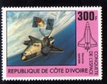 Sellos del Mundo : Africa : Ivory_Coast : 1981 Conquista del Espacio: Enterprise colocar satelite en orbita
