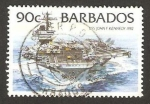 Sellos del Mundo : America : Barbados : portaviones estadounidense john f. kennedy